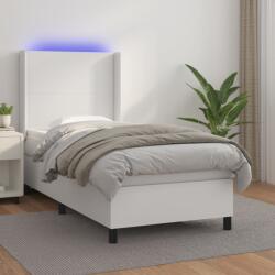 vidaXL fehér műbőr rugós ágy matraccal és LED-del 100x200 cm (3139248)