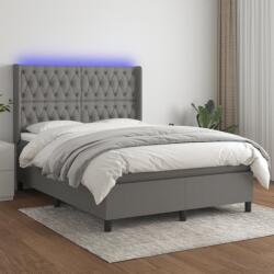 vidaXL sötétszürke szövet rugós és LED-es ágy matraccal 140x190 cm (3138550)