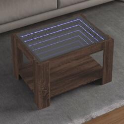 vidaXL barna tölgy szerelt fa dohányzóasztal LED-del 73 x 53 x 45 cm (847552)