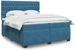 vidaXL kék bársony rugós ágy matraccal 200x200 cm (3291012)