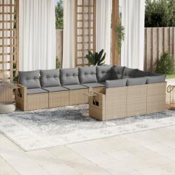 vidaXL 10 részes bézs polyrattan kerti ülőgarnitúra párnával (3253026)