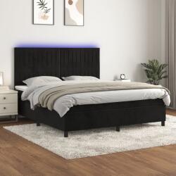 vidaXL fekete bársony rugós és LED-es ágy matraccal 180x200 cm (3136259)