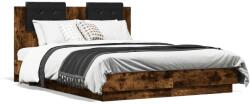 vidaXL füstös tölgy színű szerelt fa ágykeret fejtámlával 120x190 cm (3209965)