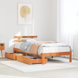 vidaXL viaszbarna tömör fenyőfa ágykeret fiókokkal 100 x 200 cm (3302026)