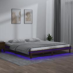 vidaXL mézbarna tömör fa ágykeret LED-világítással 160 x 200 cm (820619)