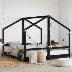vidaXL fekete tömör fenyőfa gyerekágykeret 2 x (90 x 200) cm (3200591)
