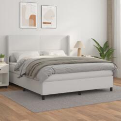 vidaXL fehér műbőr rugós ágy matraccal 160 x 200 cm (3132388)