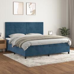 vidaXL sötétkék bársony rugós ágy matraccal 200x200 cm (3143107)