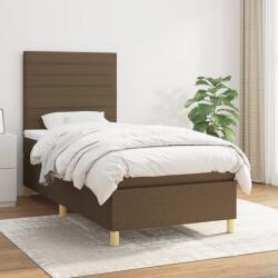 vidaXL sötétbarna szövet rugós ágy matraccal 80 x 200 cm (3142372)