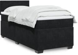 vidaXL fekete bársony rugós ágy matraccal 80 x 200 cm (3288458)