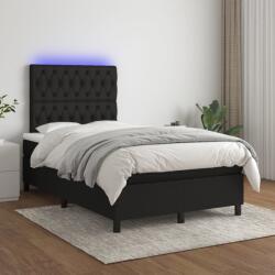 vidaXL fekete szövet rugós és LED-es ágy matraccal 120 x 200 cm (3135103) - vidaxl