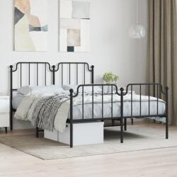 vidaXL fekete fém ágykeret fej- és lábtámlával 140 x 190 cm (373905)