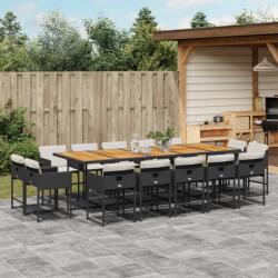 vidaXL 15 részes fekete polyrattan kerti étkezőgarnitúra párnákkal (3278186)