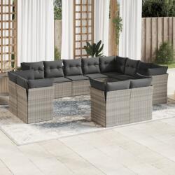 vidaXL 12 részes világosszürke polyrattan kerti ülőgarnitúra párnával (3250371) - vidaxl