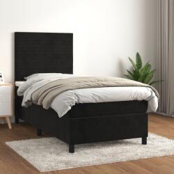vidaXL fekete bársony rugós ágy matraccal 100 x 200 cm (3143069) - vidaxl