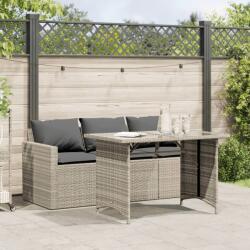 vidaXL 2 részes szürke polyrattan kerti étkezőgarnitúra párnákkal (366334) - vidaxl