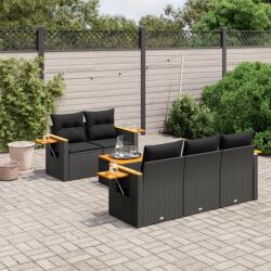 vidaXL 6 részes fekete polyrattan kerti ülőgarnitúra párnákkal (3259024)