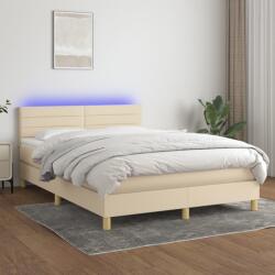 vidaXL krémszínű szövet rugós és LED-es ágy matraccal 140x200 cm (3133802)