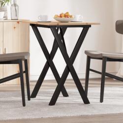 vidaXL tömör fenyőfa és acél étkezőasztal X-vázzal 80x50x75 cm (3282694)