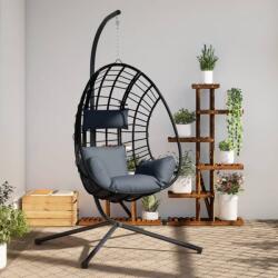 vidaXL antracitszürke rattan és acél függő kagylószék állvánnyal (4007409)