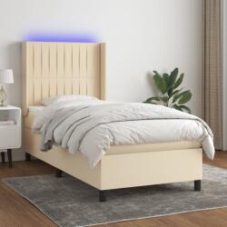 vidaXL krémszínű szövet rugós és LED-es ágy matraccal 90x190 cm (3138442)