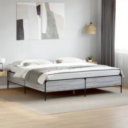 vidaXL szürke sonoma szerelt fa és fém ágykeret 200 x 200 cm (3279780)