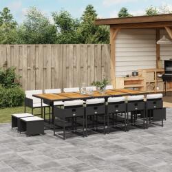 vidaXL 15 részes fekete polyrattan kerti étkezőgarnitúra párnákkal (3278126)