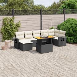 vidaXL 8 részes fekete polyrattan kerti ülőgarnitúra párnákkal (3271861)