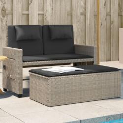 vidaXL világosszürke polyrattan dönthető kerti pad párnával (365822) - vidaxl
