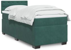 vidaXL sötétzöld bársony rugós ágy matraccal 90x190 cm (3288489)