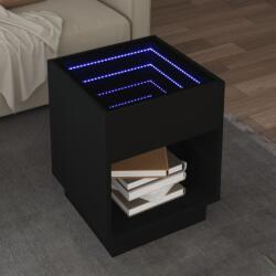 vidaXL fekete végtelen hatású LED-es dohányzóasztal 40 x 40 x 50 cm (847645)