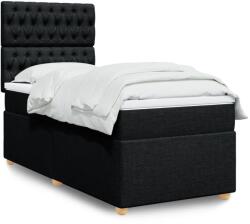 vidaXL fekete szövet rugós ágy matraccal 90x200 cm (3293472)