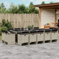 vidaXL 15 részes szürke polyrattan kerti étkezőgarnitúra párnákkal (3277822)