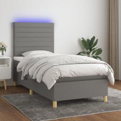 vidaXL sötétszürke szövet rugós és LED-es ágy matraccal 90x200 cm (3135486)