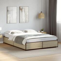 vidaXL sonoma tölgyszínű szerelt fa és fém ágykeret 150 x 200 cm (3279838)