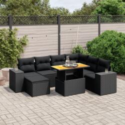 vidaXL 8 részes fekete polyrattan kerti ülőgarnitúra párnákkal (3275939)