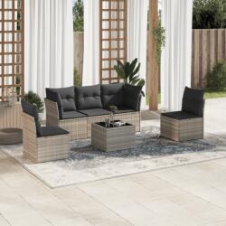 vidaXL 6 részes világosszürke polyrattan kerti ülőgarnitúra párnákkal (3249201)