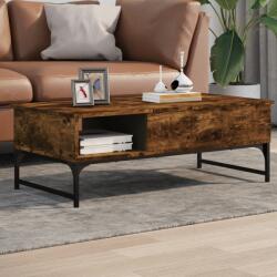 vidaXL füstös tölgy szerelt fa és fém dohányzóasztal 100 x 50 x 35 cm (845393)