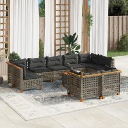 vidaXL 10 részes szürke polyrattan kerti ülőgarnitúra párnákkal (3261999)