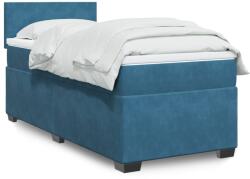 vidaXL sötétkék bársony rugós ágy matraccal 90x190 cm (3286184)