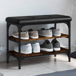 vidaXL füstös tölgy színű szerelt fa cipőtároló pad 62 x 32 x 47 cm (835154) - vidaxl