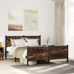 vidaXL füstös tölgy színű fém ágykeret matrac nélkül 140 x 200 cm (3301352)