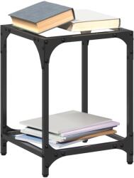 vidaXL 2 db acél dohányzóasztal átlátszó üveglappal 30 x 30 x 40 cm (845955)