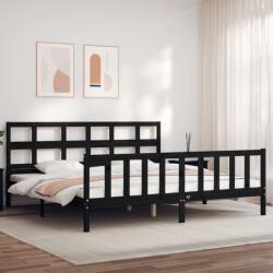 vidaXL fekete tömör fa ágykeret fejtámlával 200 x 200 cm (3193035)