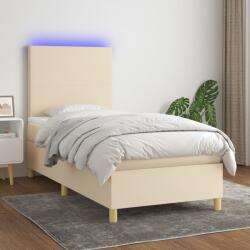 vidaXL krémszínű szövet rugós és LED-es ágy matraccal 80 x 200 cm (3135234)
