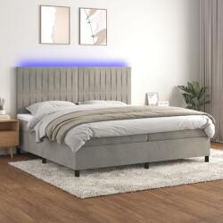 vidaXL világosszürke bársony rugós és LED-es ágy matraccal 200x200 cm (3136263)