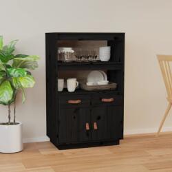 vidaXL fekete tömör fenyőfa magasszekrény 67 x 40 x 108, 5 cm (820161) - vidaxl