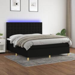 vidaXL fekete szövet rugós és LED-es ágy matraccal 160x200 cm (3135767)