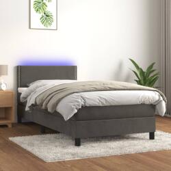 vidaXL sötétszürke bársony rugós és LED-es ágy matraccal 90x200 cm (3134322)