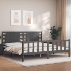 vidaXL szürke tömör fa ágykeret fejtámlával 200 x 200 cm (3192838)